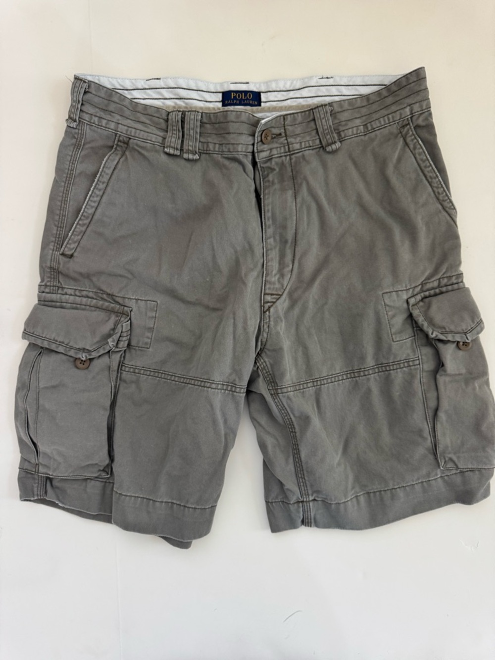 Polo Ralph Lauren Cargo Shorts Mens 35 Gray Cotton Utility Military - Picture 2 of 10